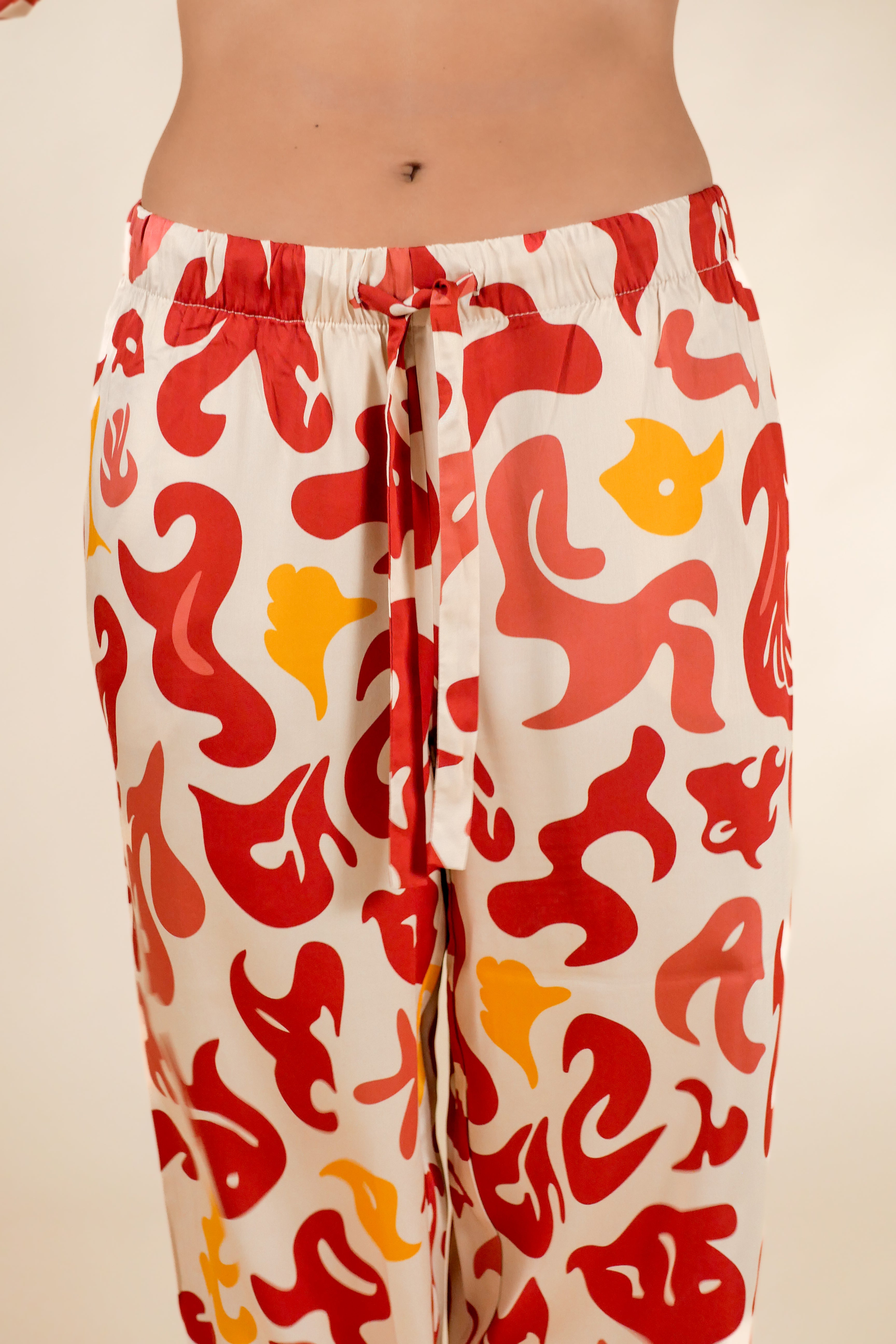 Womens 100% Bamboo Midweight Lounge Set - Ivory Anemone