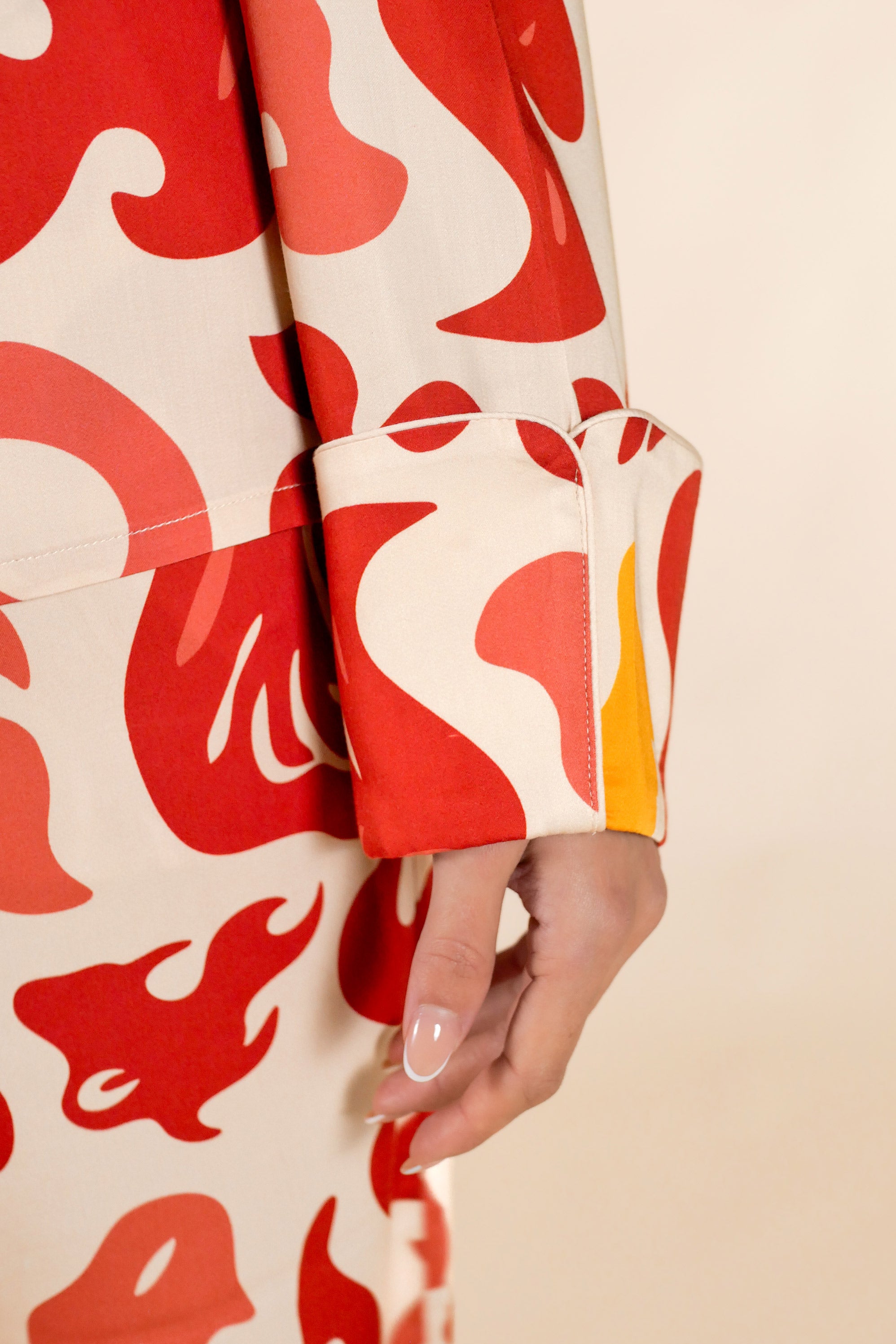 Womens 100% Bamboo Midweight Lounge Set - Ivory Anemone