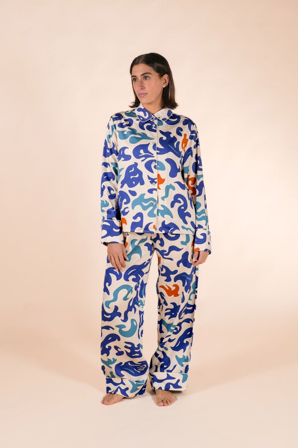 Womens 100% Bamboo Midweight Lounge Set - Ivory Thalassa