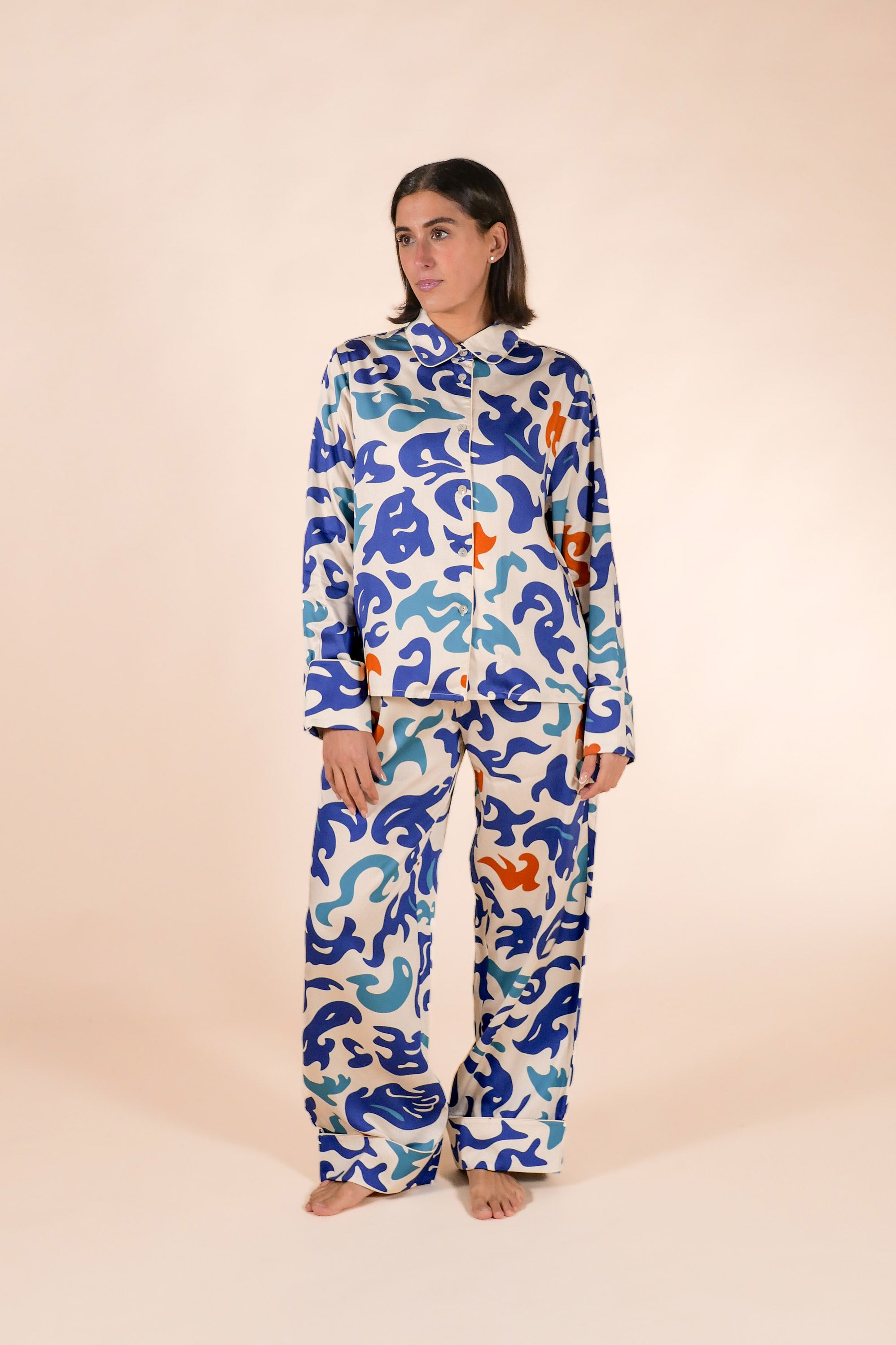 Womens 100% Bamboo Midweight Lounge Set - Ivory Thalassa