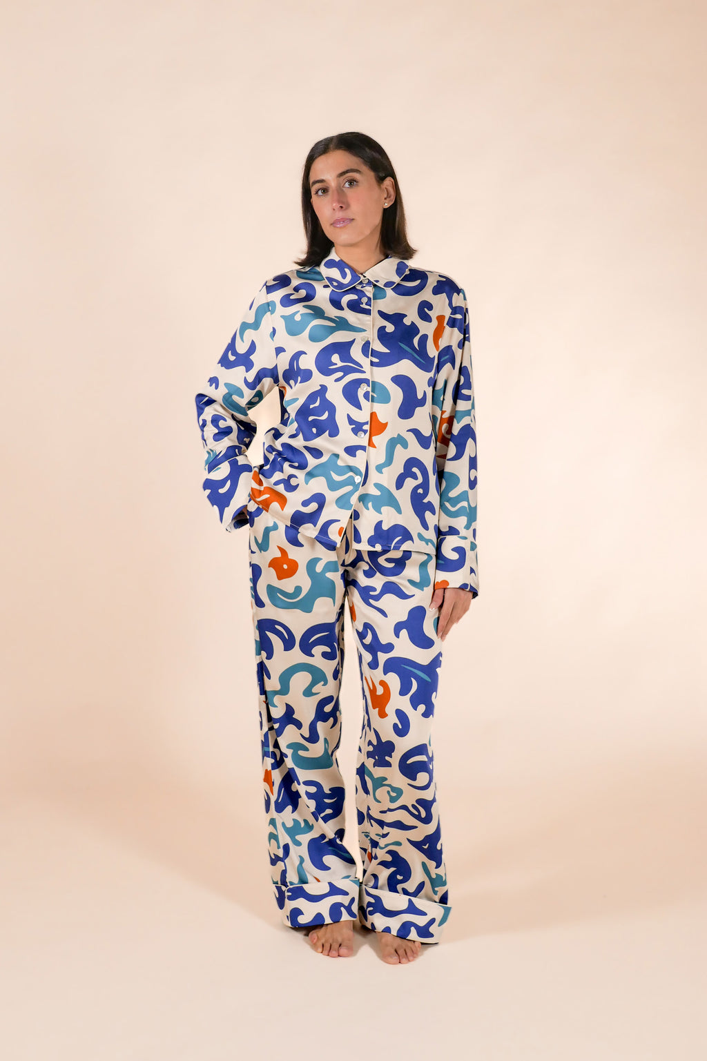 Womens 100% Bamboo Midweight Lounge Set - Ivory Thalassa