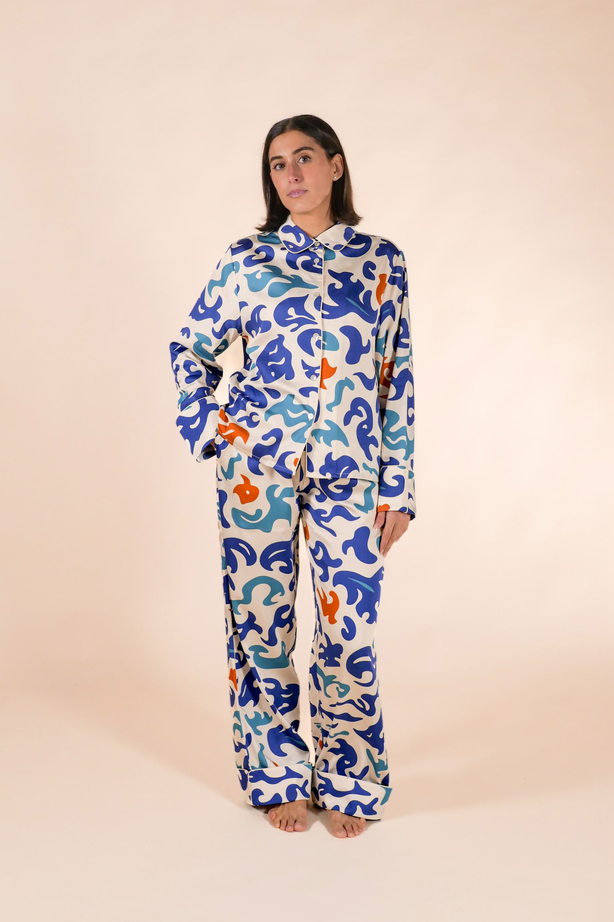 Womens 100% Bamboo Midweight Lounge Set - Ivory Thalassa