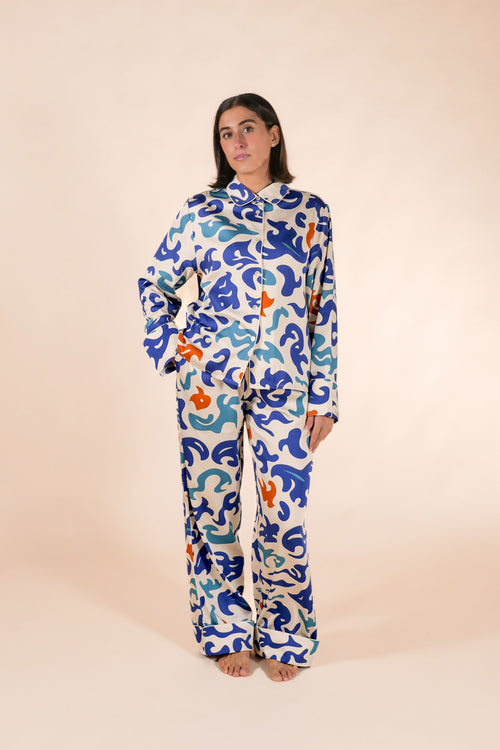 Womens 100% Bamboo Midweight Lounge Set - Ivory Thalassa