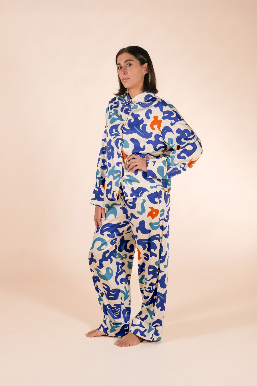 Womens 100% Bamboo Midweight Lounge Set - Ivory Thalassa