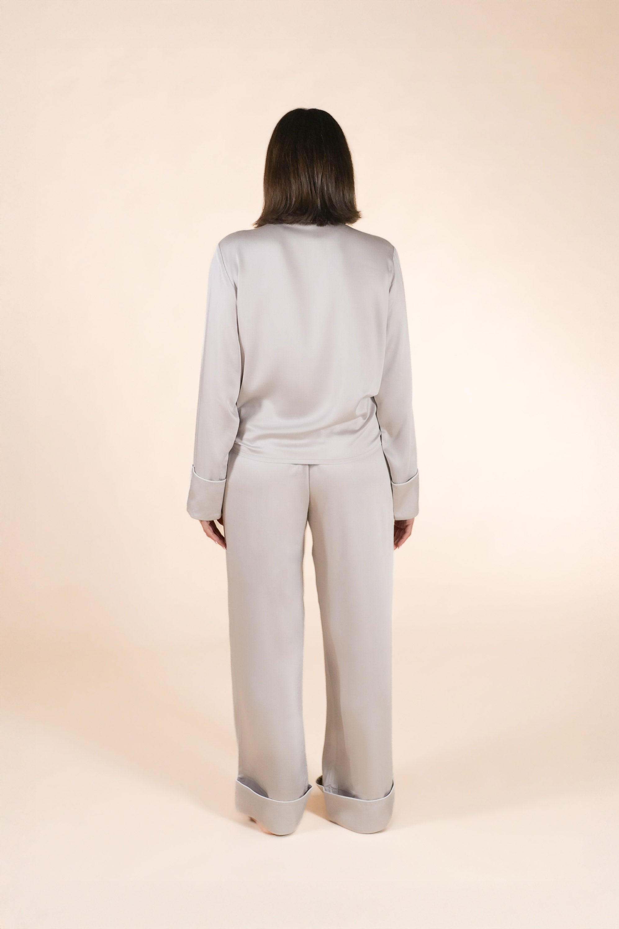 Womens 100% Bamboo Midweight Lounge Set - Silver Ivory