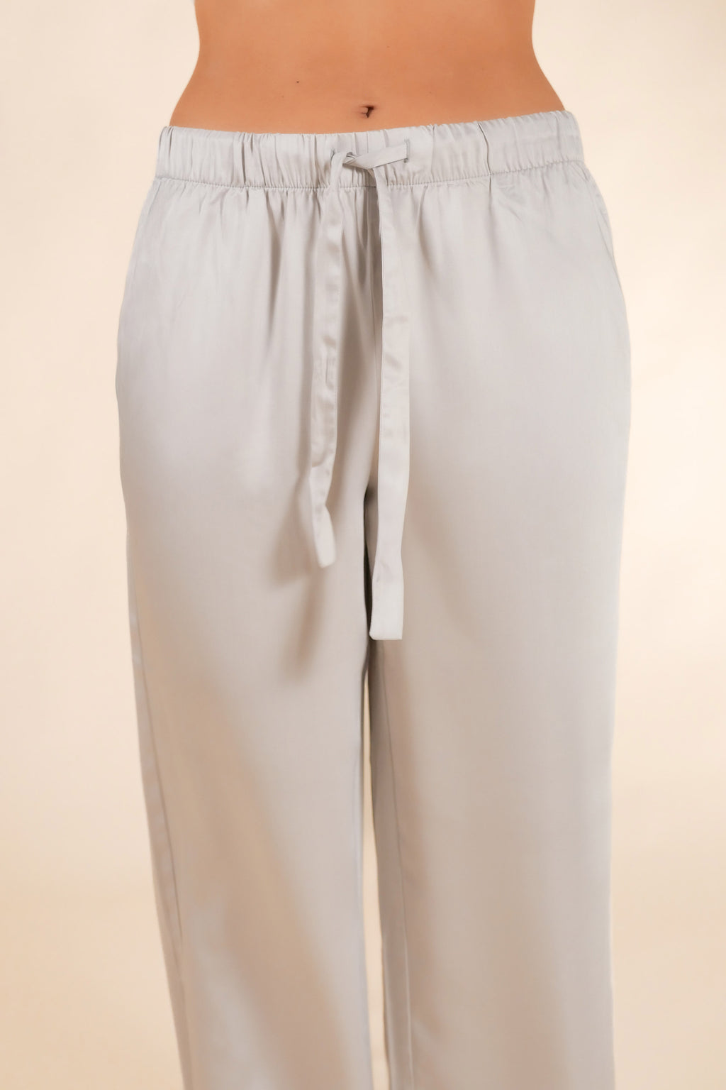 Womens 100% Bamboo Midweight Lounge Set - Silver Ivory