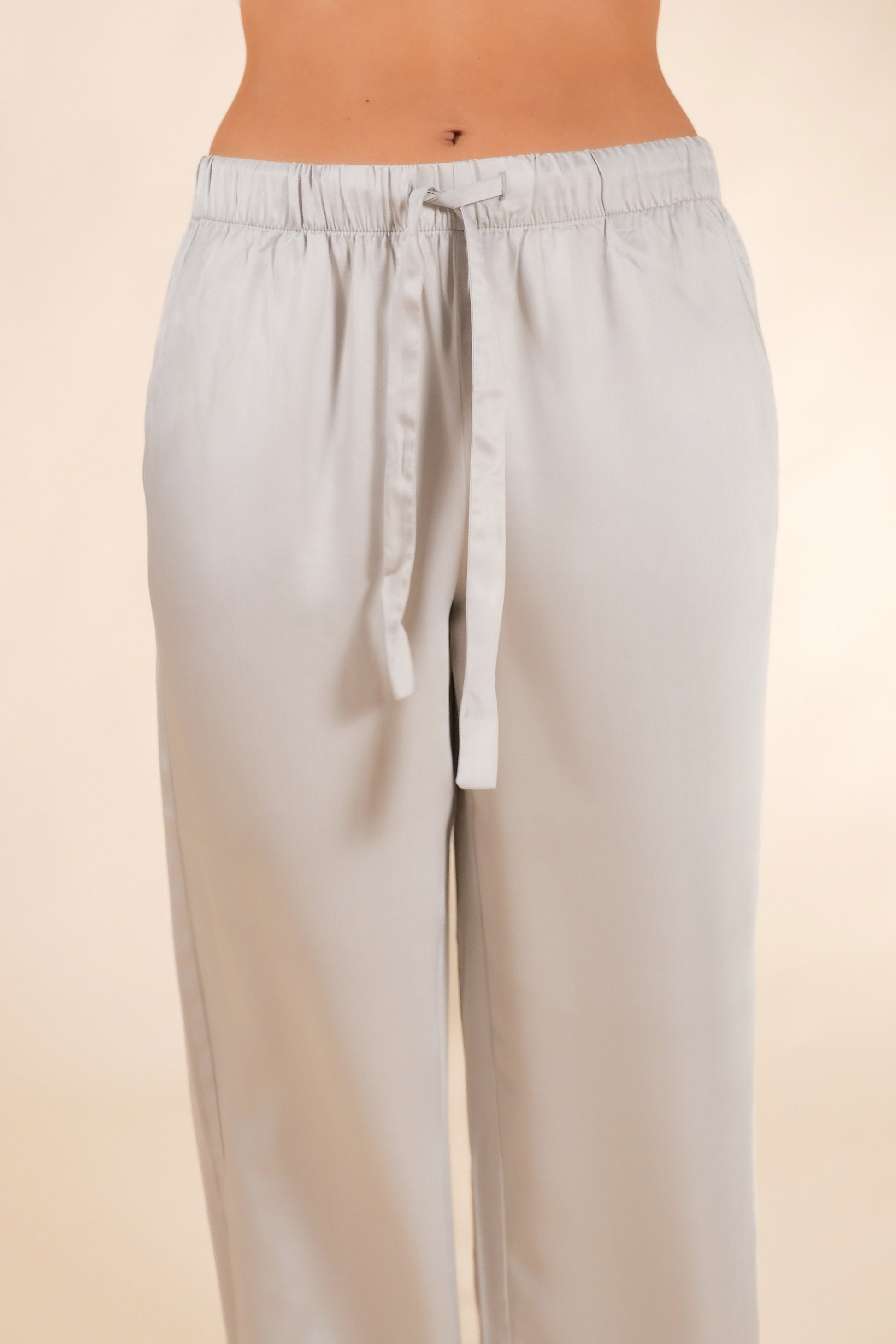 Womens 100% Bamboo Midweight Lounge Set - Silver Ivory