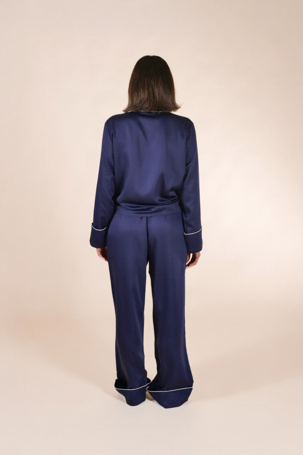 Womens 100% Bamboo Midweight Lounge Set - Midnight Ivory