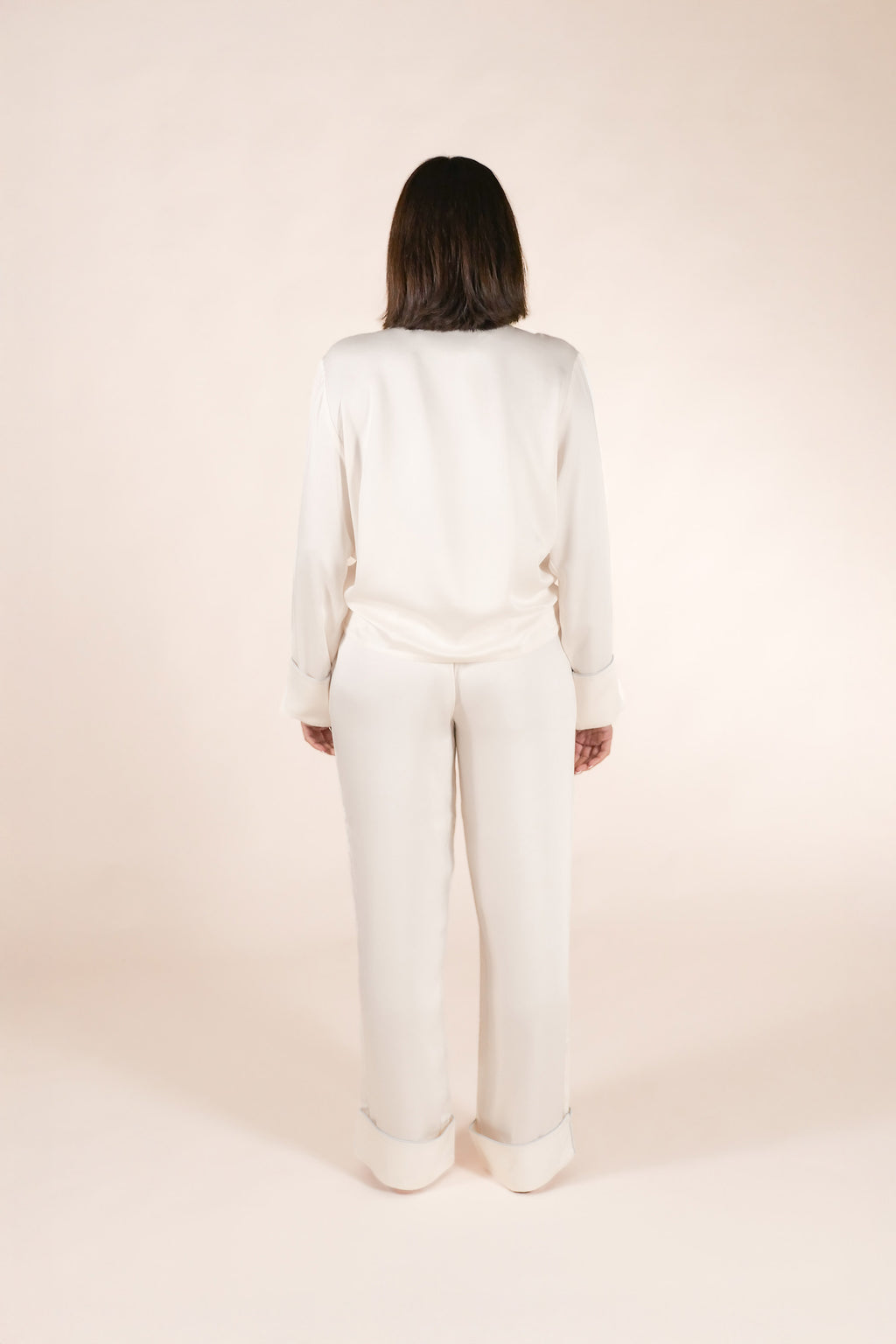 Womens 100% Bamboo Midweight Lounge Set - Ivory Silver