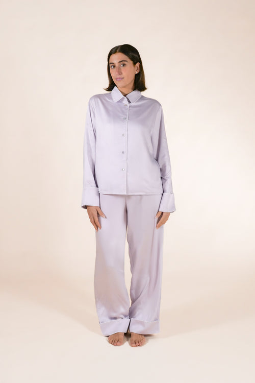 Womens 100% Bamboo Midweight Lounge Set - Lily Lavender
